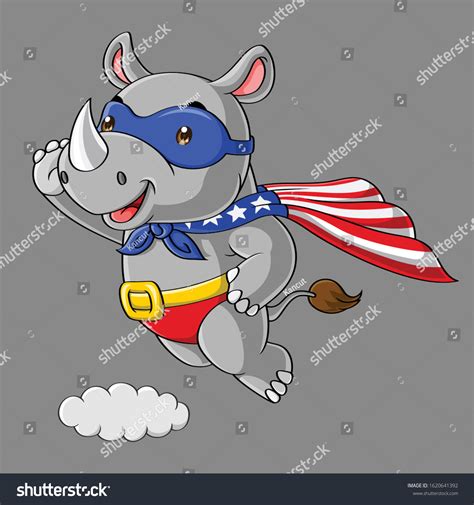 Cute Rhino Super Hero Cartoon Flying Stock Vector (Royalty Free ...