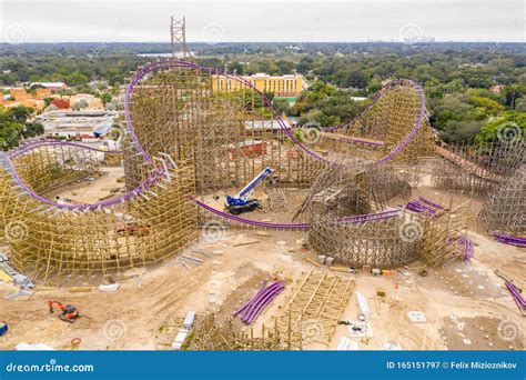 Construction of a Roller Coaster at a Theme Park Editorial Photography - Image of busch, wooden ...