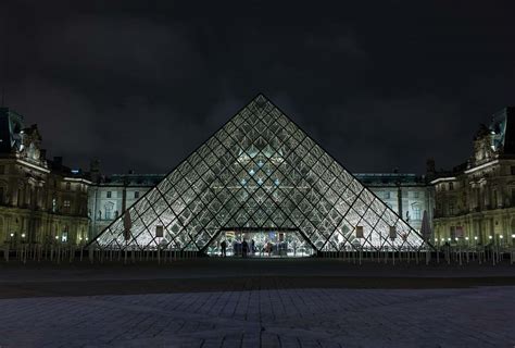 Architecture Pyramid-shaped Clear Glass Building During Night Pyramid ...