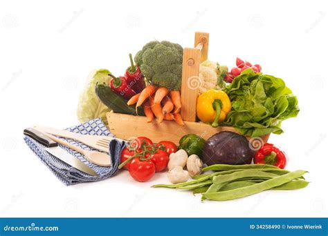 Harvest Basket Fresh Vegetables Stock Photo - Image of paprikas, isolated: 34258490