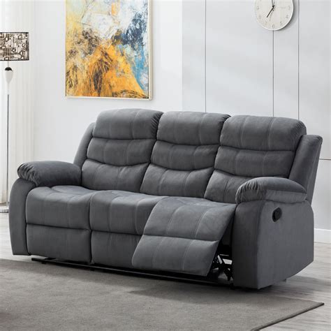 Jim Collection Contemporary Living Room Upholstered Reclining Sofa with ...