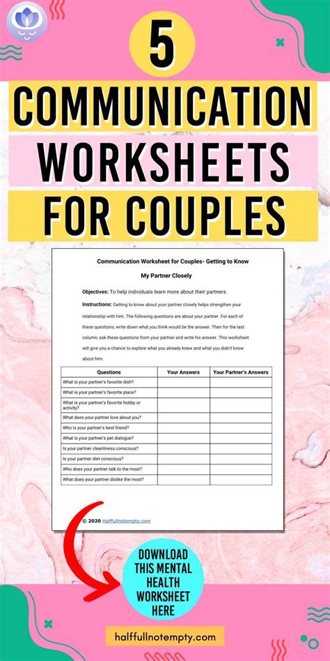 Free Printable Couples Therapy Worksheets