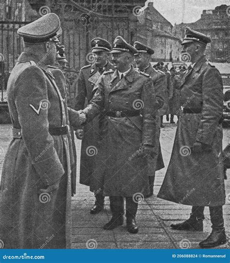 Reichsfuhrer Heinrich Himmler Greets Others Nazis At Prague Castle. On The Right Is Reinhard ...