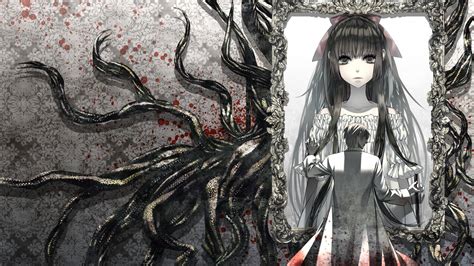 Download Creepy Anime Gothic Girl Monochrome Portrait Wallpaper | Wallpapers.com