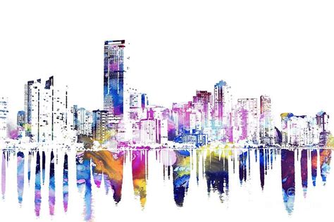 Miami Skyline by Michael Braham | Miami skyline, Skyline drawing ...