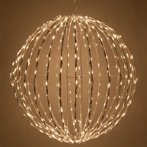 Warm White LED Christmas Light Ball, Fold Flat White Frame