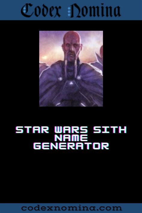 Star Wars Sith Name Generator & Guide | Sith names, Sith lord names, Sith