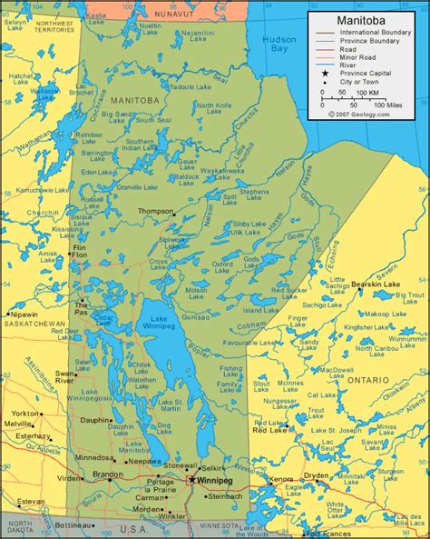 Manitoba Map & Satellite Image | Roads, Lakes, Rivers, Cities