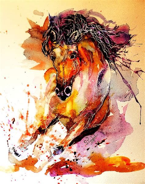 Galloping horse Painting by Steven Ponsford