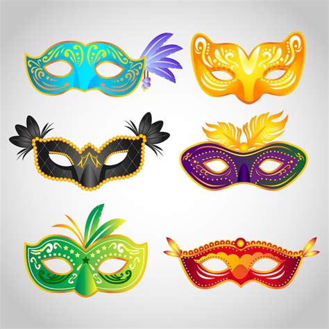 Free Vector | Set of 2d masquerade colorful masks