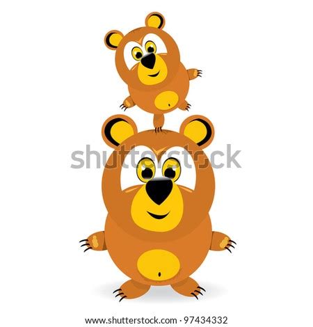 Two Cartoon Bears. Vector Illustration. Kids Background. - 97434332 : Shutterstock