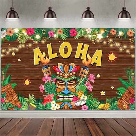 Luau Party Decorations Hawaiian Aloha Backdrop Banner Tropical Tiki ...