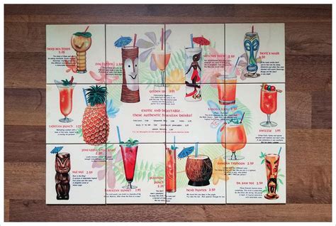 Tiki Bar Drink Menu Kitchen Backsplash Ceramic Tile Mural – iHave4Kings