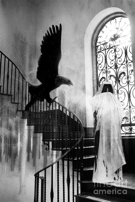 Surreal Gothic Grim Reaper With Eagle Black And White - Halloween ...