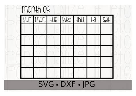 Blank Calendar svg file Month Of svg instant download | Etsy