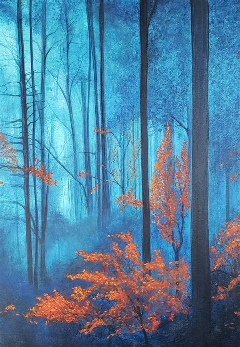 Red Forest Blue Forest Acrylic Painting by Deb Taylor | Forest painting, Diy canvas art painting ...