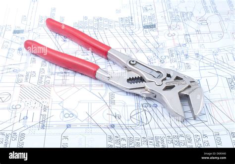 Adjustable Wrench on diagram Stock Photo - Alamy