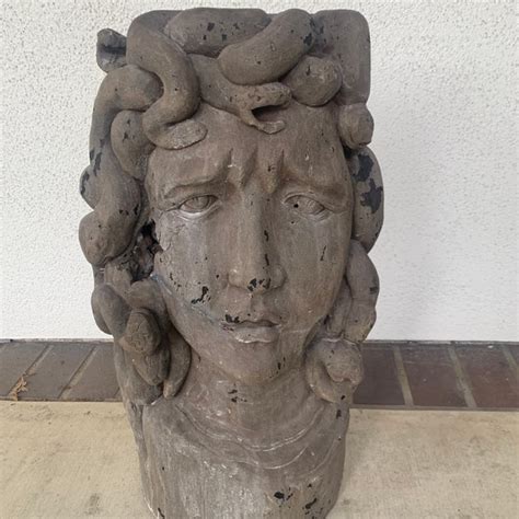 Italian Vintage Wood Medusa Carving | Chairish