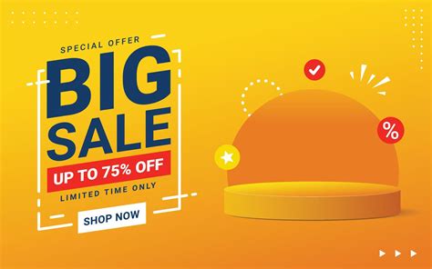 Big sale discount promotion banner template with blank product podium ...