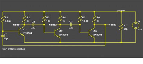 transistors - Why doesn't this ring oscillator work in LTspice ...