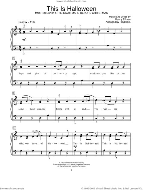 Traditional Halloween Song Sheet Music (Easy Piano) In A Minor Download ...