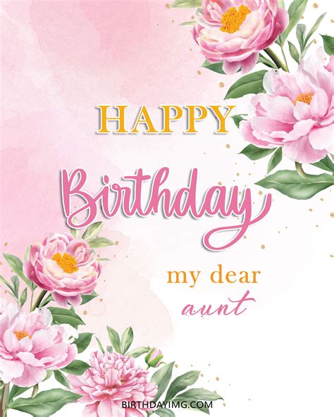 Free Happy Birthday Image For Aunt With Pink Flowers - birthdayimg.com