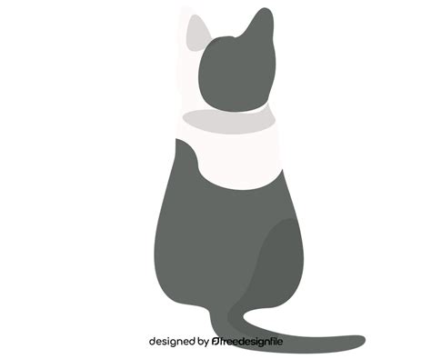 Back view sitting cat clipart free download