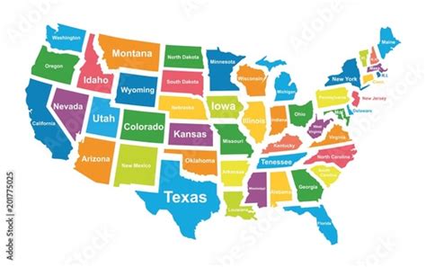 Colorful USA map with states. Vector illustration - Buy this stock vector and explore similar ...