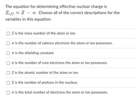 Solved The equation for determining effective nuclear charge | Chegg.com