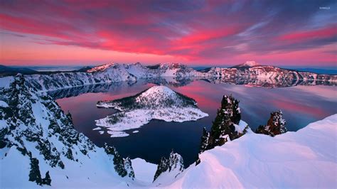 Crater lake during winter wallpaper - Nature wallpapers - #26355