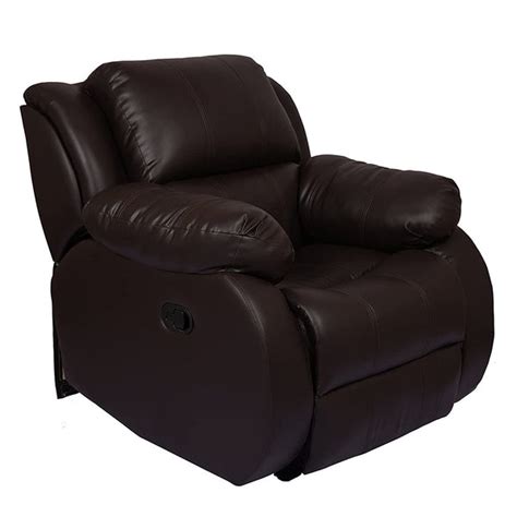 Single Seater 1 Seat Recliner Sofa with Premium Leatherette, Brown | GKW Retail