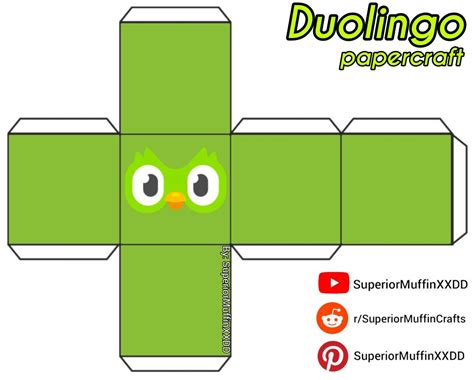 Duolingo Owl Cube Papercraft [By: SuperiorMuffinXXDD] | Paper doll template, Paper crafts, Paper ...