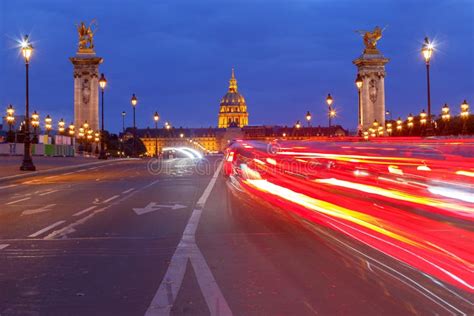 Paris. Bridge Pont Alexandre III on the Sunset. Stock Photo - Image of ...