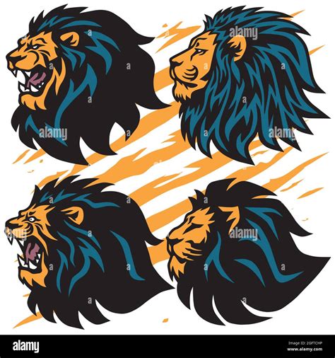 Lion Roar Logo Set Collection. Premium Design Vector Mascot Illustration Icon Cartoon Pack Stock ...