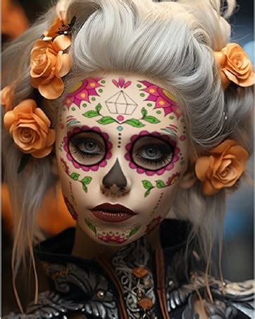 Amazon.com : 10 Sheets Day of the Dead Face Tattoos, Temporary Sugar ...