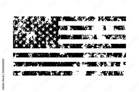 Black and white American flag. Grunge USA flag. Vector illustration. Stock Vector | Adobe Stock