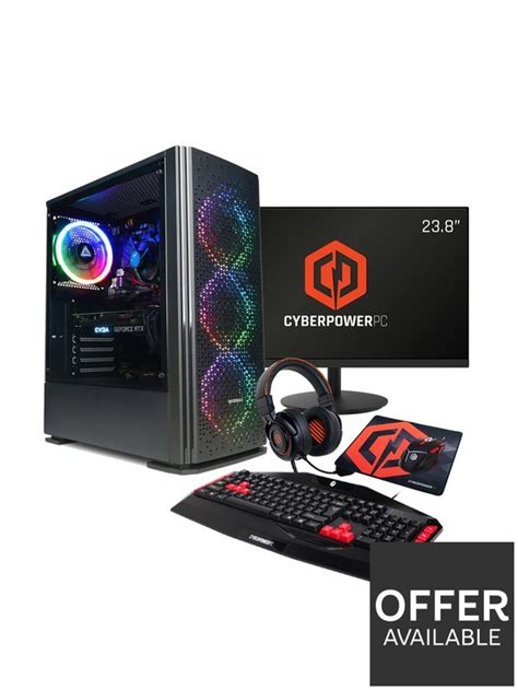 Cyberpower Blaze Ryzen 5, RTX 3050 Gaming PC Bundle with 23.8in FHD Monitor, Headset, Keyboard ...