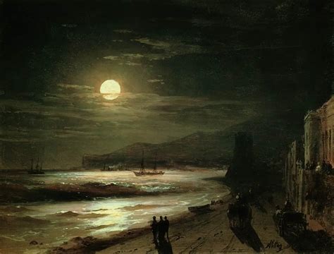 TOP ART # Russian Ivan Aivazovsky seascape MOON NIGHT art oil painting on canvas 24 inches Good ...