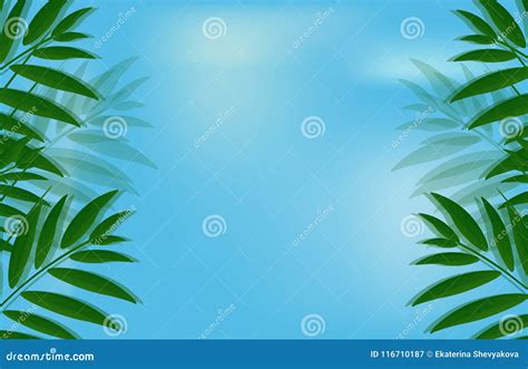 Vector Beautiful Nature Background Banner on Blue Sky Stock Vector - Illustration of garden ...