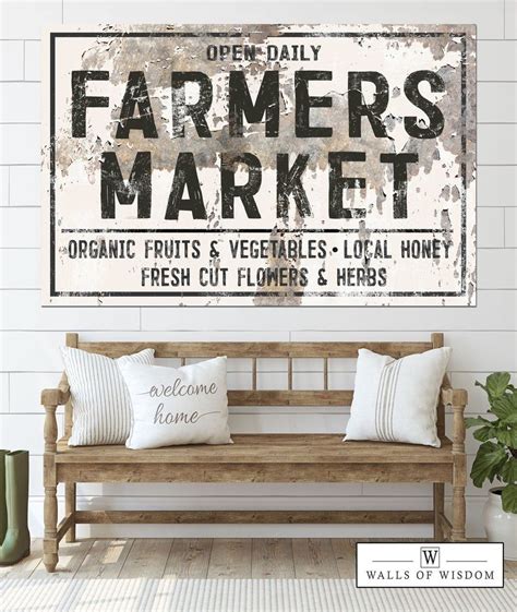 CREAM Chippy Farmers Market Farmhouse Wall Art Canvas Print - LC74 | Farmhouse wall art canvas ...