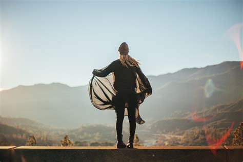 Free Images : person, mountain, woman, sunset, photography, morning, wind, standing, photograph ...