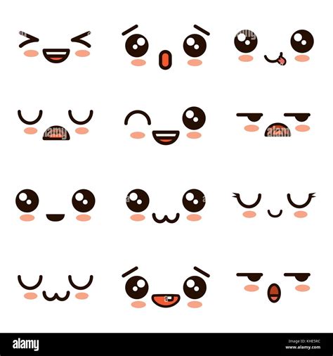 cute faces kawaii emoji cartoon Stock Vector Image & Art - Alamy