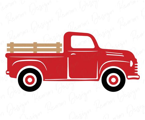 Pickup Truck PNG SVG Silhouette Cricut Cut File Red Truck svg Farm Truck svg Vintage Truck svg ...