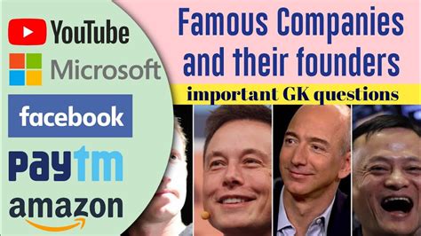 Founders Of Famous Companies | companies and their founders related gk questions | Company ...