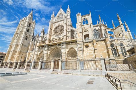 Facade of leon cathedral spain containing gothic, landmark, and leon | High-Quality Architecture ...