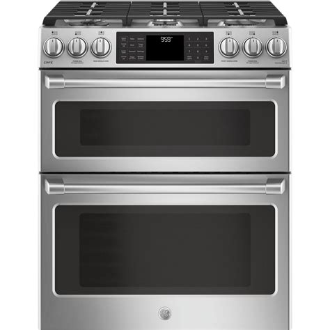 GE Cafe 6.7 cu. ft. Slide-In Double Oven Smart Gas Range with Self-Cleaning Convection Oven and ...