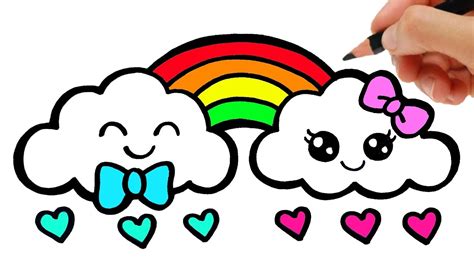 HOW TO DRAW A CLOUD AND RAINBOW EASY STEP BY STEP