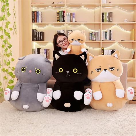 1pc 35cm Soft Kawaii Plush Cat Pillow Stuffed Plush Animals Down Cotton Cats Pillow Toys ...