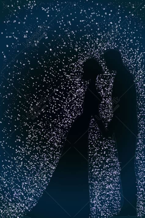 Blue Gradient Starlight Silhouette Kiss Wedding Background Invit Download Free | Poster ...