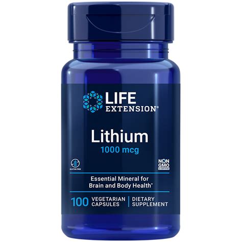 Lithium, 1000 mcg, 100 capsules, Supports brain health - Life Extension Australia